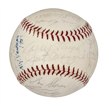 1951 World Champion New York Yankees Team Signed A.L. Baseball  (With others)- 26 Signatures Including Mantle,DiMaggio,Stengel,Dickey,Martin and Howard (PSA/DNA)